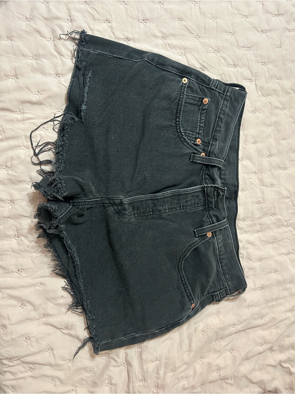 Levi's Black Frayed Hem Denim Shorts